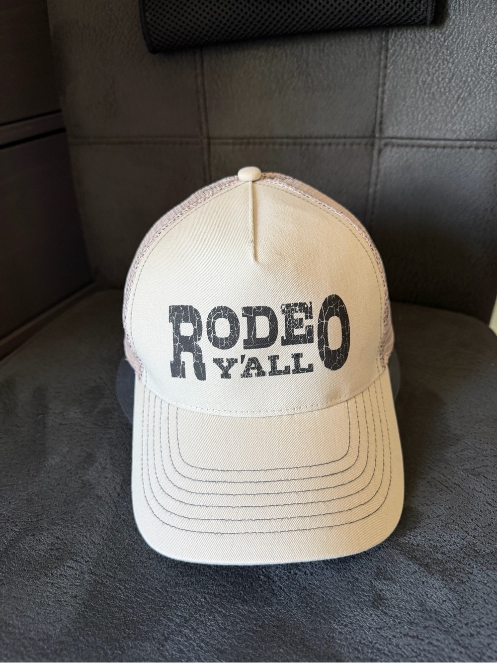 RODEO Y’ALL Beige Trucker Hat
